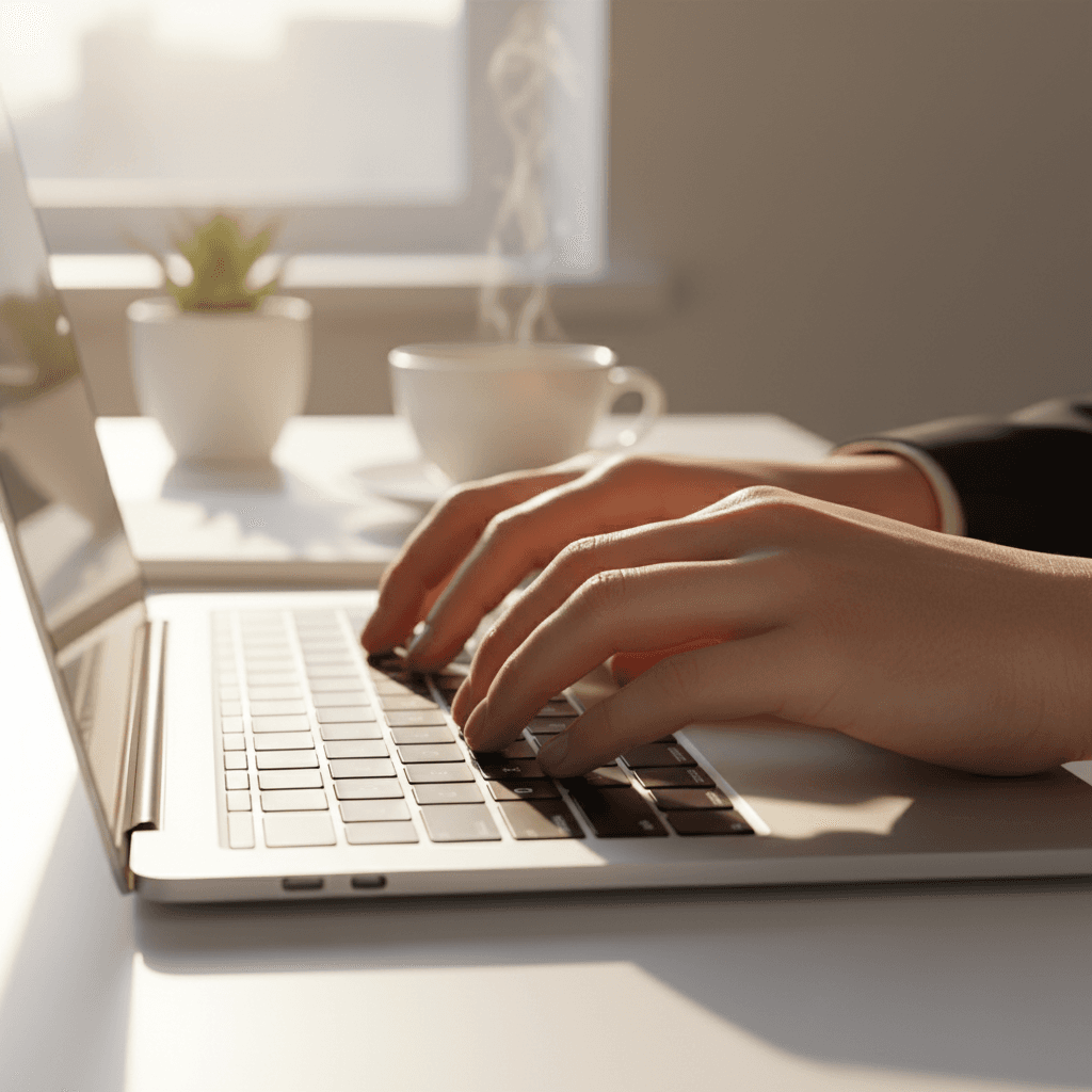 Professional actively working on content strategy and digital planning